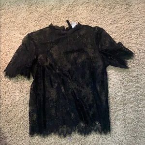 Lace mock-neck top